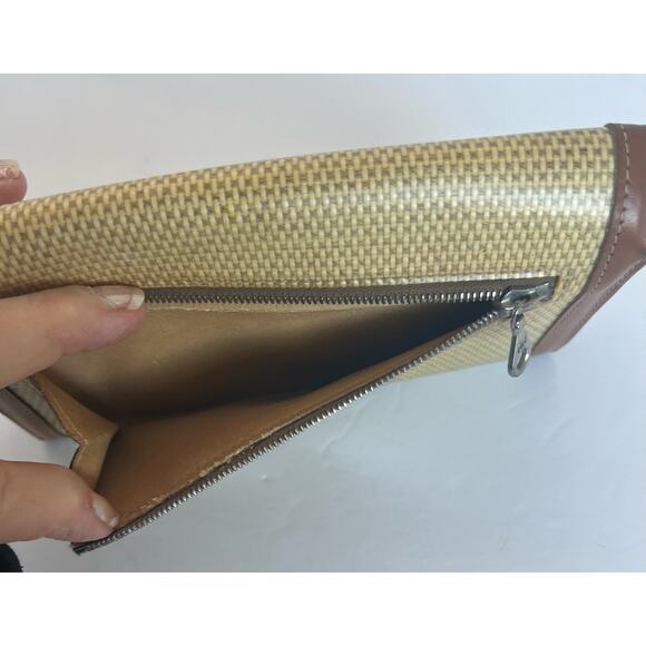 Vintage Dooney and Bourke Beige and Brown Leather Bifold Checkbook Over Flap - Picture 14 of 15